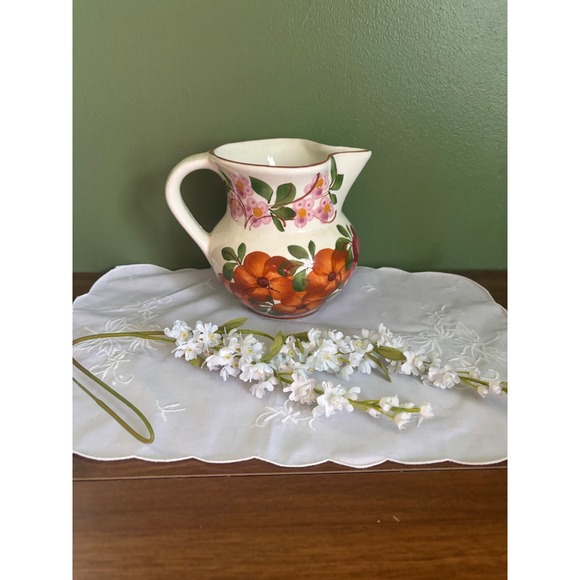 Unbranded Other - Vintage Hand Painted Floral Ceramic Pitcher Multi Color Flower Vase
